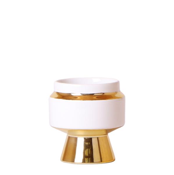 Kolibri Home | Le Chic bloempot - Witte keramieken sierpot met gouden details - Ø6cm  BotanicBridge