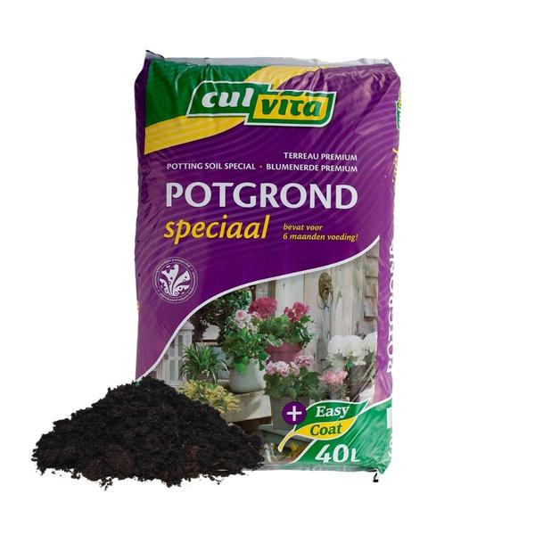 Culvita - Potgrond speciaal met 6 maanden voeding 40 liter - Premium grond voor kamerplanten & buitenplanten - inclusief EasyCoat plantenvoeding  BotanicBridge