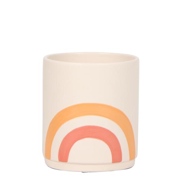 Kolibri Home | Rainbow peach bloempot - Crème keramieken sierpot met print  BotanicBridge