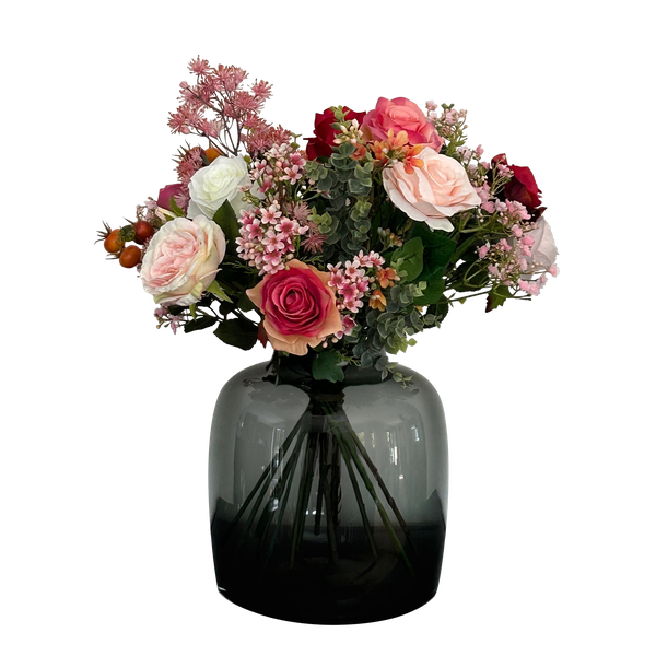 Kunstbloemen - Boeket M - Flame Roses - 45 cm  BotanicBridge